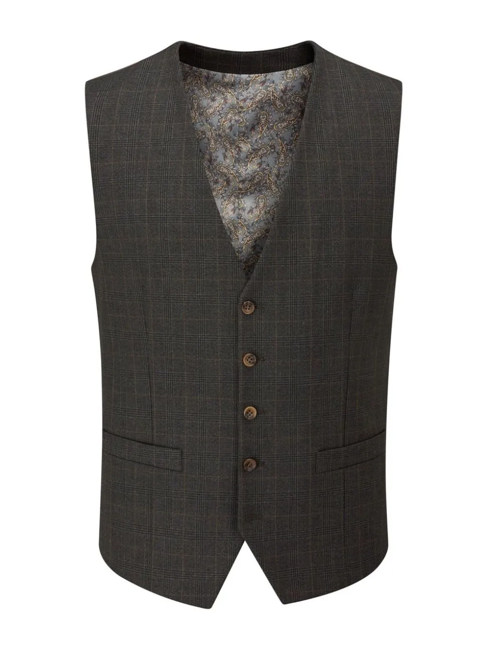 Grijs - Skopes Elijah Suit Check Waistcoat