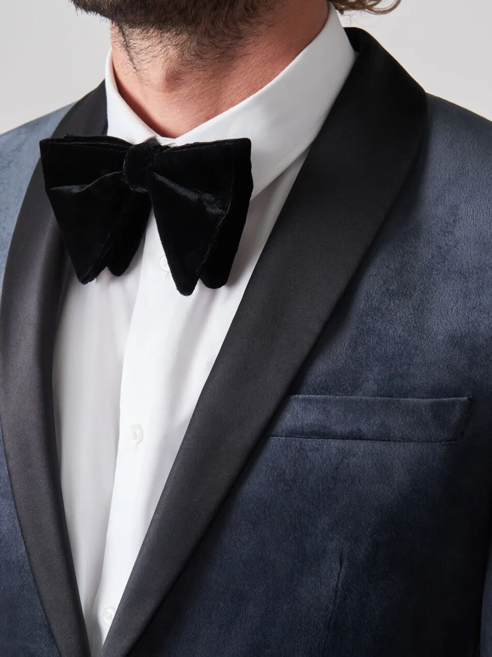Grijs - Slim Fit - Fluwelen blazer