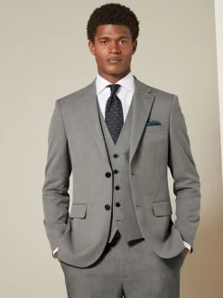 Grijs - Slim Fit - Kostuum met textuur: colbert