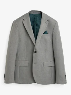 Grijs - Slim Fit - Kostuum met textuur: colbert