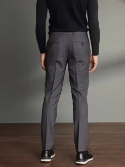 Grijs - Slim Fit - Signature - 100% Wollen broek met Motion Flex-tailleband