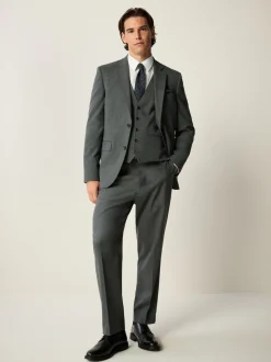 Grijs - Slim-fit flanellen colbert