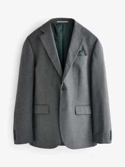 Grijs - Slim-fit flanellen colbert