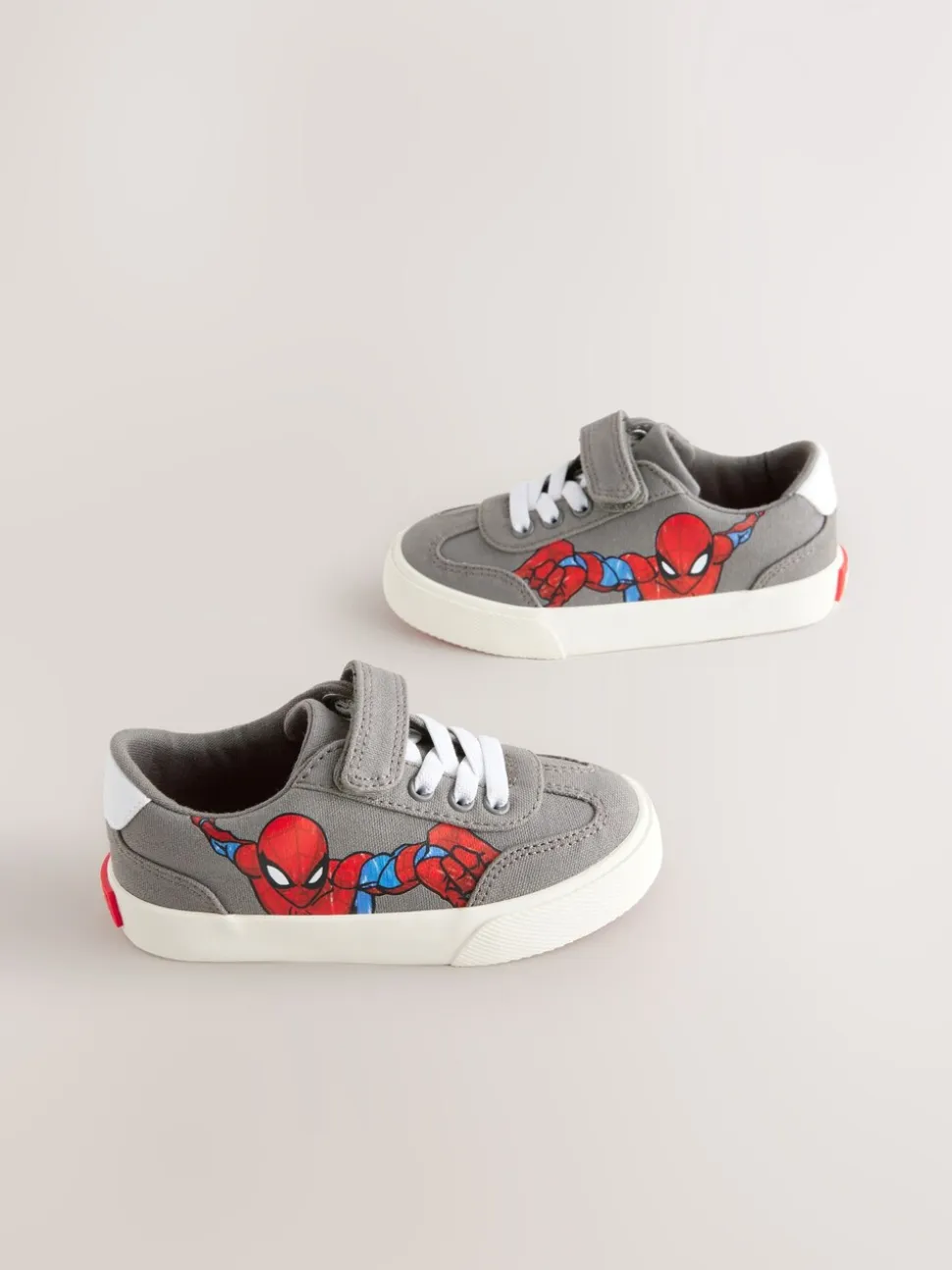 Grijs - Sneakers met klittenbandsluiting, elastische veters en Spidermanprint