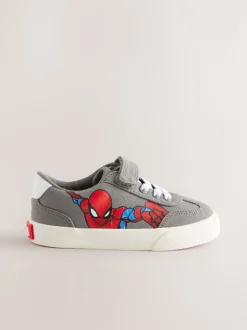Grijs - Sneakers met klittenbandsluiting, elastische veters en Spidermanprint