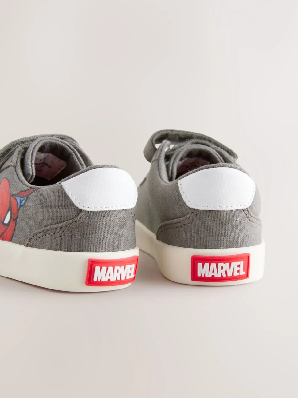 Grijs - Sneakers met klittenbandsluiting, elastische veters en Spidermanprint