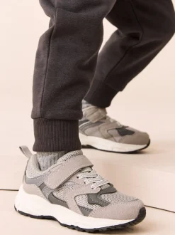Grijs - Sneakers met klittenbandsluiting en elastische veters
