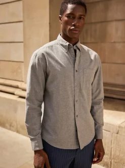 Grijs - Soft Touch Oxford Long Sleeve Shirt