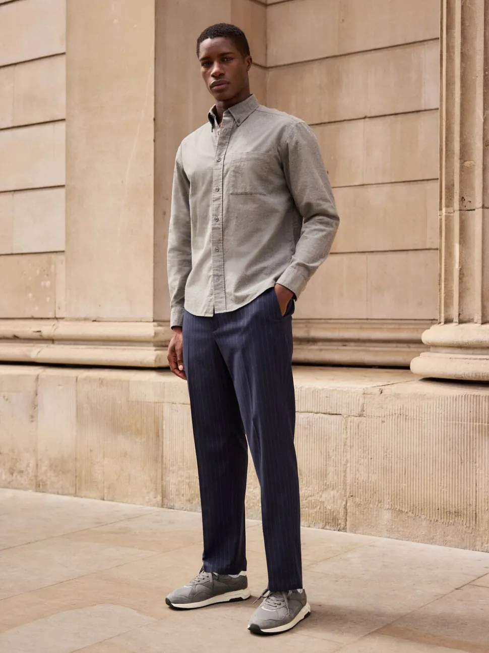 Grijs - Soft Touch Oxford Long Sleeve Shirt