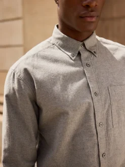Grijs - Soft Touch Oxford Long Sleeve Shirt