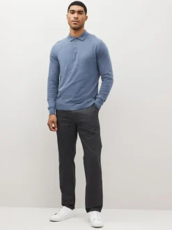 Grijs - Straight-fit chino van 100% katoen