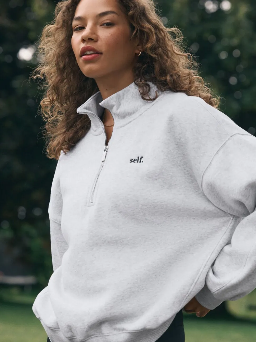 Grijs - Sweatshirt met korte rits