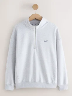 Grijs - Sweatshirt met korte rits