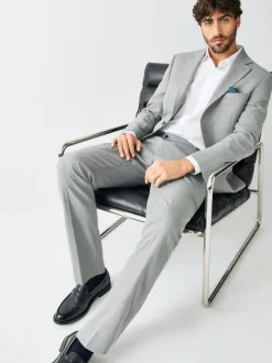 Grijs - Tailored fit - Kostuum met textuur: colbert