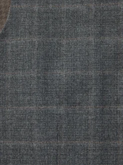 Grijs - Tailored Fit Check Flannel Suit Waistcoat