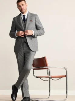 Grijs - Tailored Fit Signature Abraham Moon 100% British Wool Donegal Suit Jacket