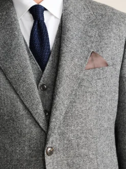 Grijs - Tailored Fit Signature Abraham Moon 100% British Wool Donegal Suit Jacket