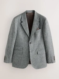 Grijs - Tailored Fit Signature Abraham Moon 100% British Wool Donegal Suit Jacket