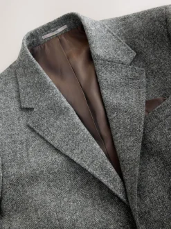 Grijs - Tailored Fit Signature Abraham Moon 100% British Wool Donegal Suit Jacket