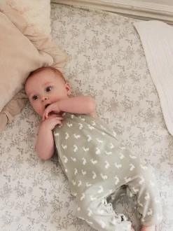 Grijs - The Little Tailor - Baby tuinbroek van 100% katoen met konijnenprint