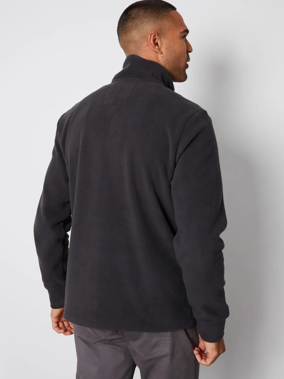 Grijs - Threadbare doorgestikt fleece sweatshirt met kwartrits