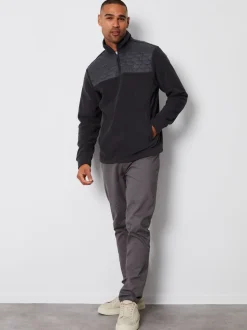 Grijs - Threadbare doorgestikt fleece sweatshirt met kwartrits