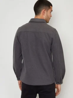 Grijs - Threadbare imitatiebont wollen knoopsluiting overshirt