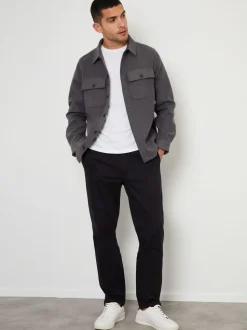 Grijs - Threadbare imitatiebont wollen knoopsluiting overshirt