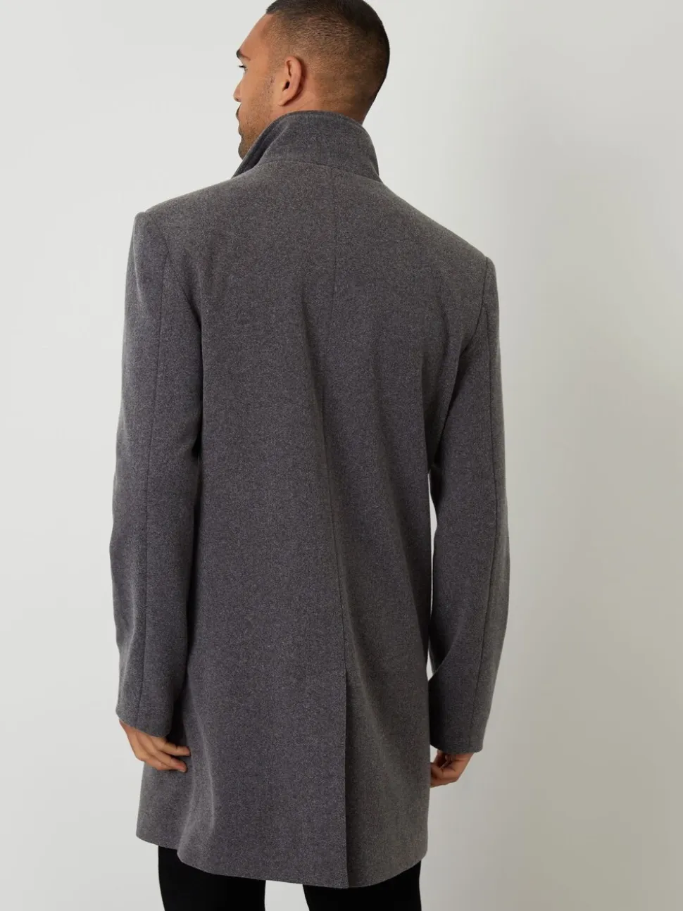 Grijs - Threadbare Lange utility-jas van imitatie-wol met laagjeslook