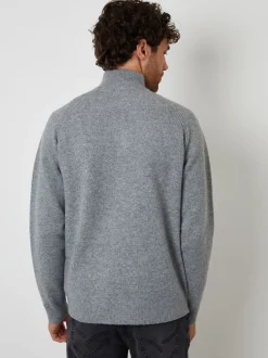 Grijs - Threadbare Raglan Rib Quarter Zip Knitted Jumper