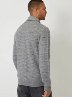 Grijs - Threadbare sjaalkraag gebreid vest