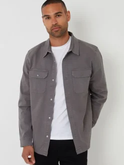Grijs - Threadbare Snap Fastening Shacket
