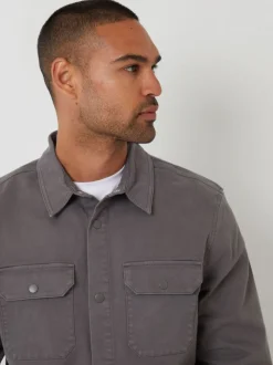 Grijs - Threadbare Snap Fastening Shacket