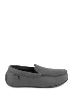 Grijs - Totes - Isotoner - Modieuze moccasinpantoffels met vierkant patroon voor heren