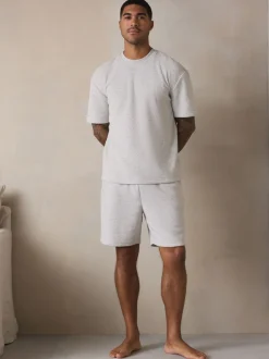 Grijs - Towelling Short Sleeve Pyjamas Set