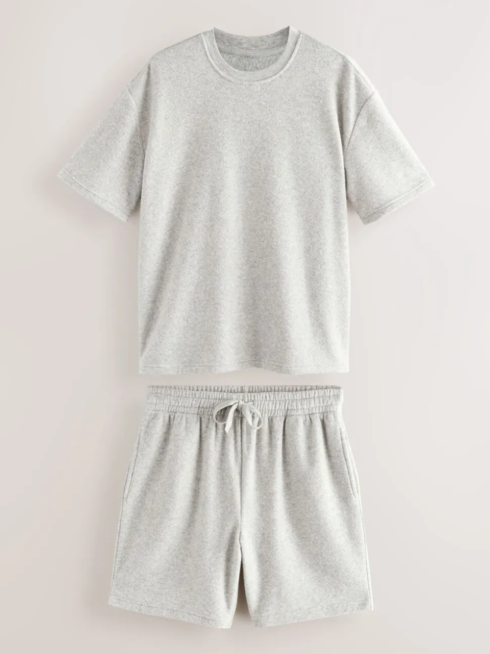 Grijs - Towelling Short Sleeve Pyjamas Set