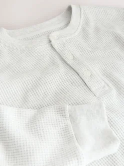 Grijs - T-shirt met henleyhals en lange mouwen