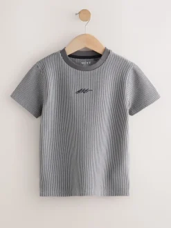 Grijs - T-shirt met korte mouwen en textuur (3-16jr)