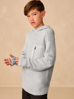 Grijs - Utility gebreide hoodie (3-16jr)