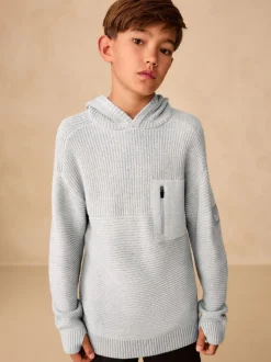 Grijs - Utility gebreide hoodie (3-16jr)