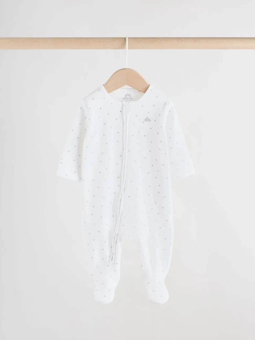 Grijs - Velour Two Way Zip Baby Sleepsuits 2 Pack (0-2yrs)