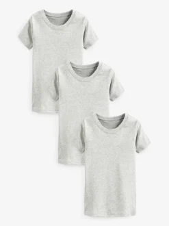 Grijs - Verpakking van 3 100% katoenen shirts met korte mouwen (1,5-16jr)
