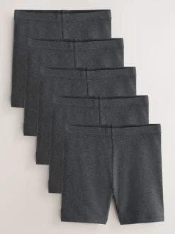 Grijs - Verpakking van 5 stretchy fietsshorts met hoog katoengehalte (3-16jr)