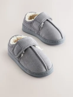 Grijs - Warm gevoerde pantoffels met kuipzool