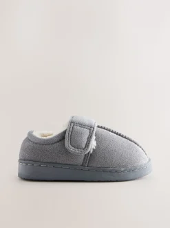 Grijs - Warm gevoerde pantoffels met kuipzool