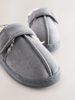 Grijs - Warm gevoerde pantoffels met kuipzool