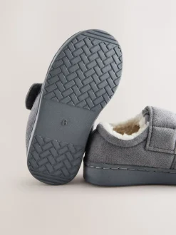 Grijs - Warm gevoerde pantoffels met kuipzool