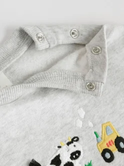 Grijs boerderijfiguur - Set met baby-sweatshirt en legging (0mnd-3jr)