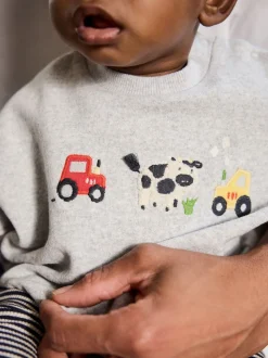Grijs boerderijfiguur - Set met baby-sweatshirt en legging (0mnd-3jr)