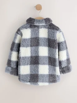 Grijs dambordpatroon - Fleece shacket van borg (3 mnd - 7 jr)